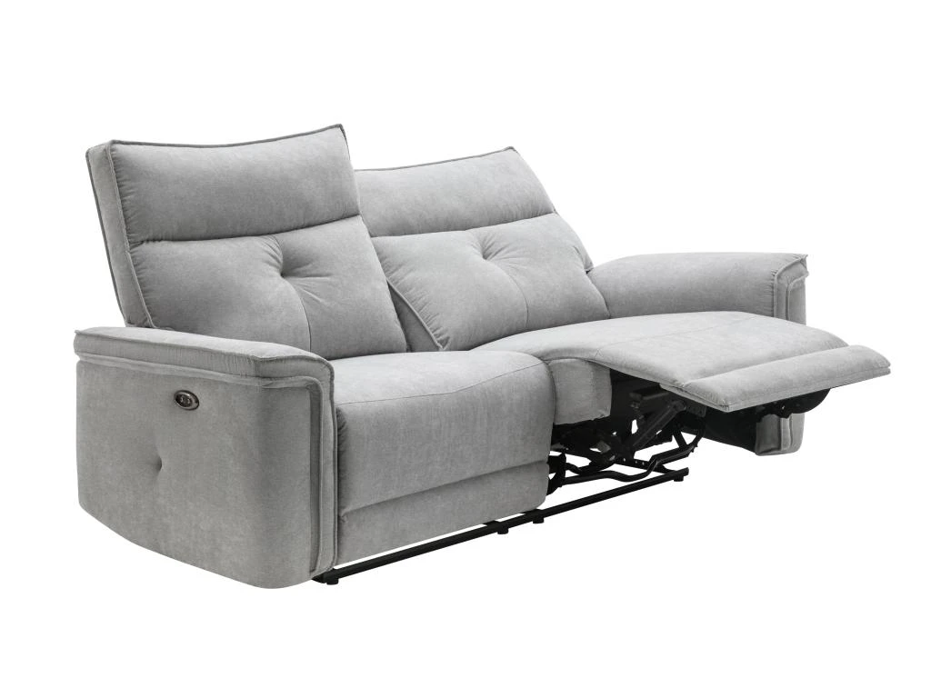 Canapé 3 Places Relax électrique En Tissu Gris BENJAMIN 6 Canapé 3 Places Relax électrique En Tissu Gris BENJAMIN – Image 6