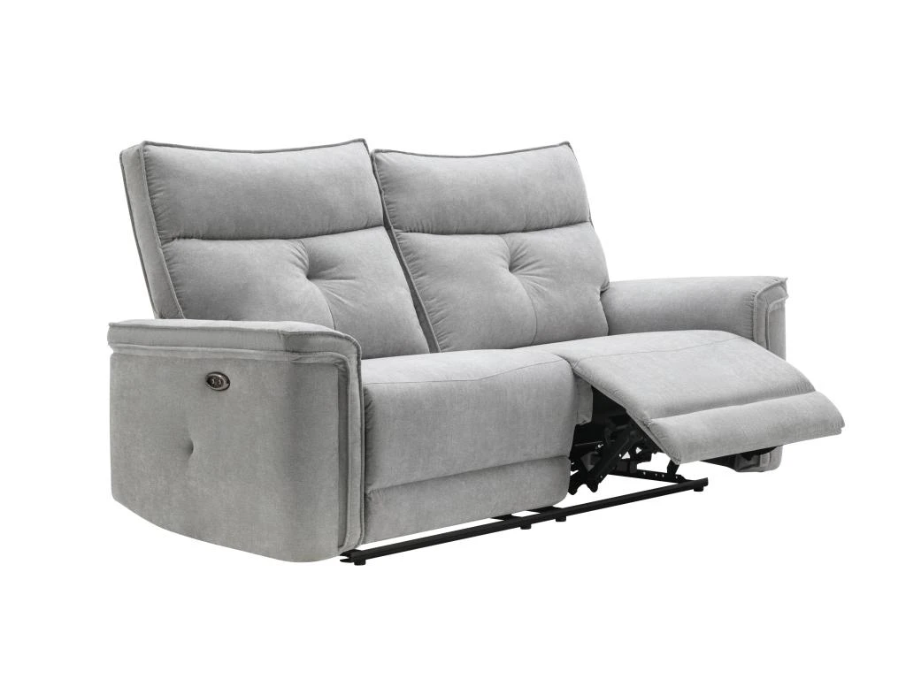 Canapé 3 Places Relax électrique En Tissu Gris BENJAMIN 5 Canapé 3 Places Relax électrique En Tissu Gris BENJAMIN – Image 5