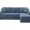 Canapé D'angle Convertible Réversible 4 Places ARIEL - Tissu Bleu - Coffre De Rangement - L 257 X P 159 X H 88 Cm