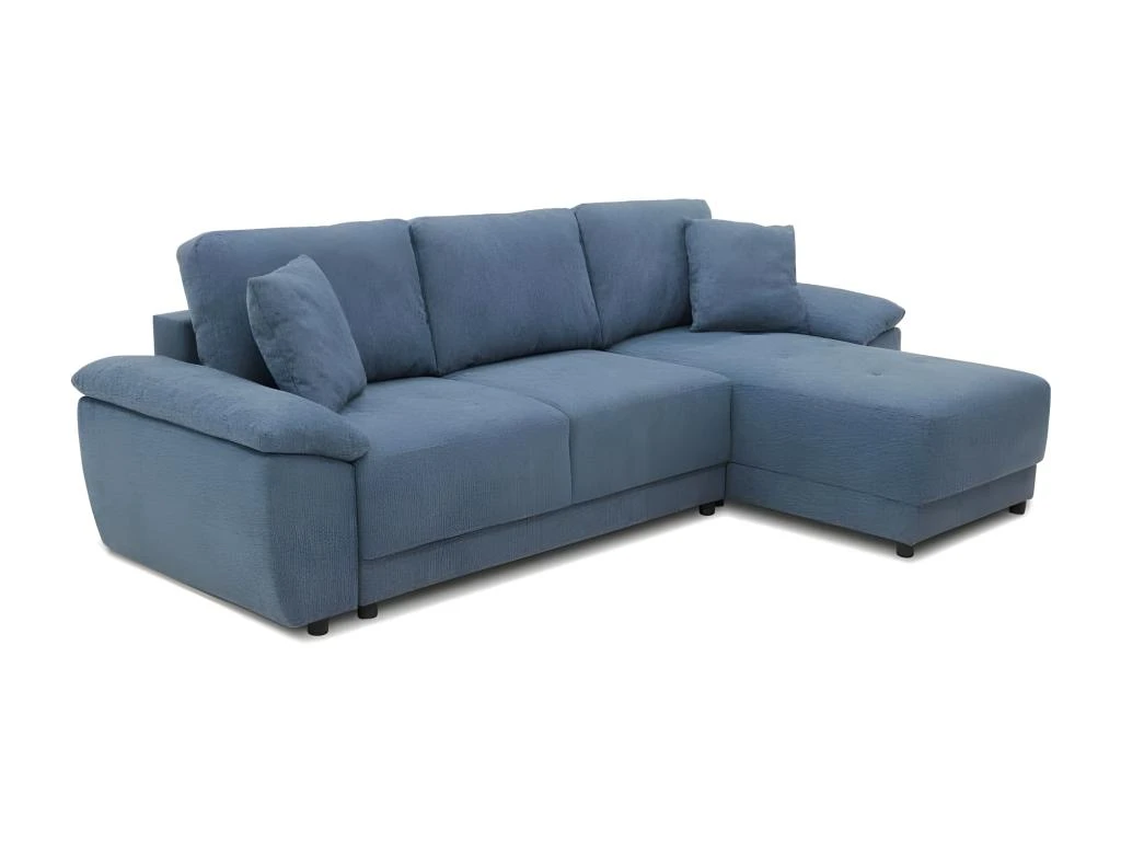 Canapé D'angle Convertible Réversible 4 Places ARIEL - Tissu Bleu - Coffre De Rangement - L 257 X P 159 X H 88 Cm 3 Canapé D'angle Convertible Réversible 4 Places ARIEL - Tissu Bleu - Coffre De Rangement - L 257 X P 159 X H 88 Cm – Image 3