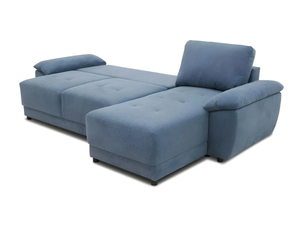 Canapé D'angle Convertible Réversible 4 Places ARIEL - Tissu Bleu - Coffre De Rangement - L 257 X P 159 X H 88 Cm 5 Canapé D'angle Convertible Réversible 4 Places ARIEL - Tissu Bleu - Coffre De Rangement - L 257 X P 159 X H 88 Cm – Image 5