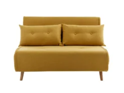 Canapé 2 Places Convertible En Tissu Jaune Moutarde URIBIA -Canapé Soldes Boutique canape 15882255