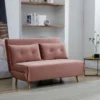 Canapé 2 Places Convertible En Velours Rose Poudré URIBIA