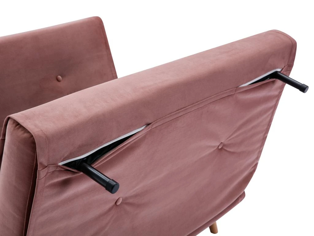 Canapé 2 Places Convertible En Velours Rose Poudré URIBIA 8 Canapé 2 Places Convertible En Velours Rose Poudré URIBIA – Image 8