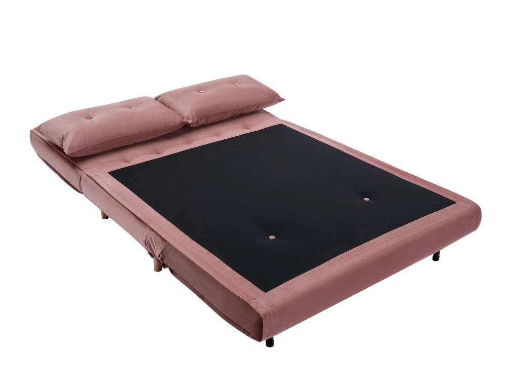 Canapé 2 Places Convertible En Velours Rose Poudré URIBIA 4 Canapé 2 Places Convertible En Velours Rose Poudré URIBIA – Image 4