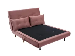 Canapé 2 Places Convertible En Velours Rose Poudré URIBIA 14 Canapé 2 Places Convertible En Velours Rose Poudré URIBIA -Canapé Soldes Boutique canape 15886315