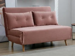 Canapé 2 Places Convertible En Velours Rose Poudré URIBIA 19 Canapé 2 Places Convertible En Velours Rose Poudré URIBIA -Canapé Soldes Boutique canape 15886323