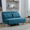 Canapé 2 Places Convertible En Tissu Bleu URIBIA