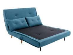 Canapé 2 Places Convertible En Tissu Bleu URIBIA -Canapé Soldes Boutique canape 15886353