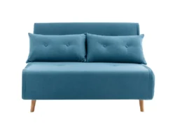 Canapé 2 Places Convertible En Tissu Bleu URIBIA -Canapé Soldes Boutique canape 15886355