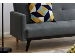 LEON - Canapé Convertible Gris Foncé Avec Pieds Bois -Canapé Soldes Boutique canape 15907935