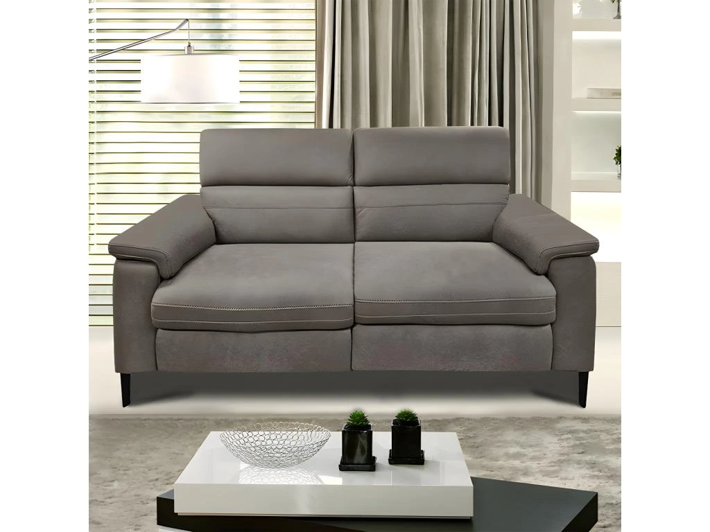 Canapé Relax 2 Places Tissu Microfibre Taupe Avec Prise USB - CHOPPER 1 Canapé Relax 2 Places Tissu Microfibre Taupe Avec Prise USB - CHOPPER