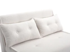 Canapé 2 Places Convertible En Tissu Bouclette Ivoire URIBIA -Canapé Soldes Boutique canape 15920493