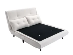 Canapé 2 Places Convertible En Tissu Bouclette Ivoire URIBIA -Canapé Soldes Boutique canape 15920497