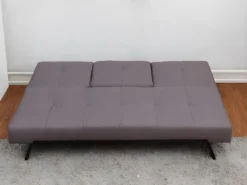 Canapé Convertible Clic-clac En Tissu PRAGUE Avec Dossier Central Rabattable - Gris -Canapé Soldes Boutique canape 159307