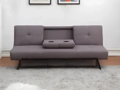 Canapé Convertible Clic-clac En Tissu PRAGUE Avec Dossier Central Rabattable - Gris -Canapé Soldes Boutique canape 159309