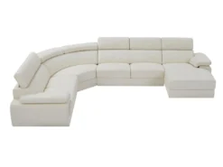 Canapé Panoramique 7 Places En Cuir ELEVANTO - Blanc - Angle Droit -Canapé Soldes Boutique canape 15977649