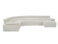 Canapé Panoramique 7 Places En Cuir ELEVANTO - Blanc - Angle Droit -Canapé Soldes Boutique canape 15977671