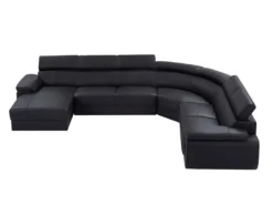 Canapé Panoramique 7 Places En Cuir ELEVANTO - Noir - Angle Gauche -Canapé Soldes Boutique canape 15979123