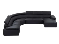 Canapé Panoramique 7 Places En Cuir ELEVANTO - Noir - Angle Droit -Canapé Soldes Boutique canape 15979299
