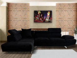 Canapé D'angle XL En Tissu ROMAIN - Noir Angle Droit -Canapé Soldes Boutique canape 160030 1