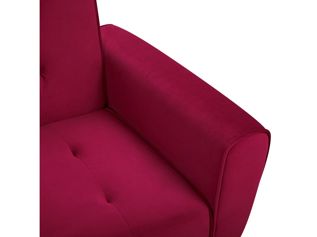 Canapé Convertible 3 Places En Velours Rouge Bordeaux SELNES 9 Canapé Convertible 3 Places En Velours Rouge Bordeaux SELNES – Image 9