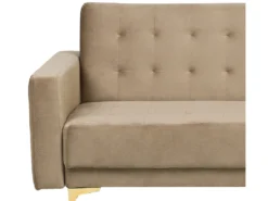 Canapé Convertible 3 Places En Velours Beige Sable ABERDEEN -Canapé Soldes Boutique canape 16167641