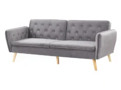 Canapé Convertible 2 Places En Velours Gris BARDU -Canapé Soldes Boutique canape 16169321