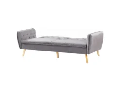 Canapé Convertible 2 Places En Velours Gris BARDU -Canapé Soldes Boutique canape 16169327