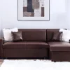 Canapé Angle à Gauche Convertible En Simili-cuir Marron Foncé 3 Places OGNA
