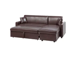 Canapé Angle à Gauche Convertible En Simili-cuir Marron Foncé 3 Places OGNA -Canapé Soldes Boutique canape 16170161