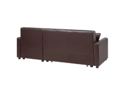 Canapé Angle à Gauche Convertible En Simili-cuir Marron Foncé 3 Places OGNA -Canapé Soldes Boutique canape 16170163