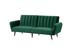 Canapé Convertible 3 Places En Velours Vert Foncé VIMMERBY -Canapé Soldes Boutique canape 16170339