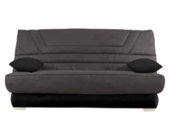 Canapé Convertible Clic-clac En Microfibre TULSA Avec Matelas BULTEX - Gris Et Noir
