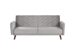 Canapé Convertible 3 Places En Velours Gris Clair SENJA