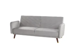 Canapé Convertible 3 Places En Velours Gris Clair SENJA -Canapé Soldes Boutique canape 16174381