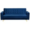 Canapé Convertible 3 Places En Velours Bleu Marine ABERDEEN