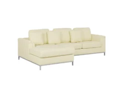 Canapé Angle à Droite En Cuir Véritable Beige Et Pouf Ottoman Housses Amovibles Oslo -Canapé Soldes Boutique canape 16180989