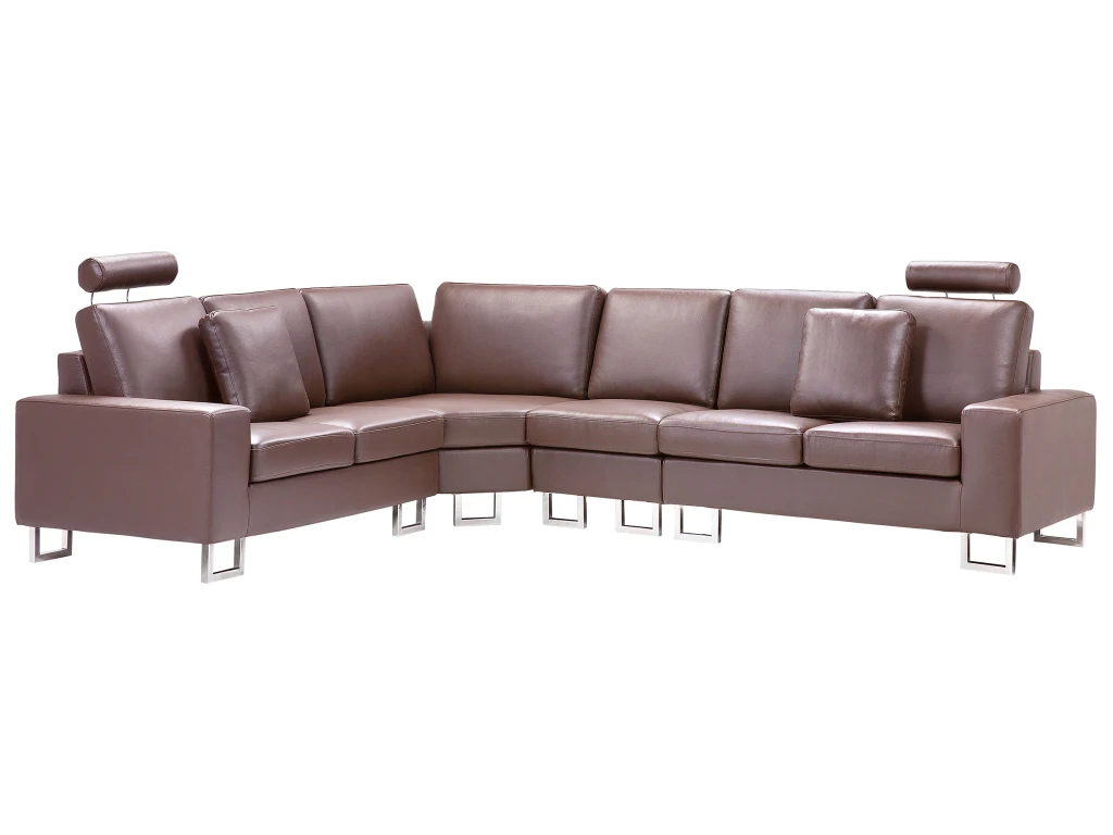 Canapé D'Angle à Droite En Cuir Marron Avec Appui-Tête Réglable Stockholm 1 Canapé D'Angle à Droite En Cuir Marron Avec Appui-Tête Réglable Stockholm