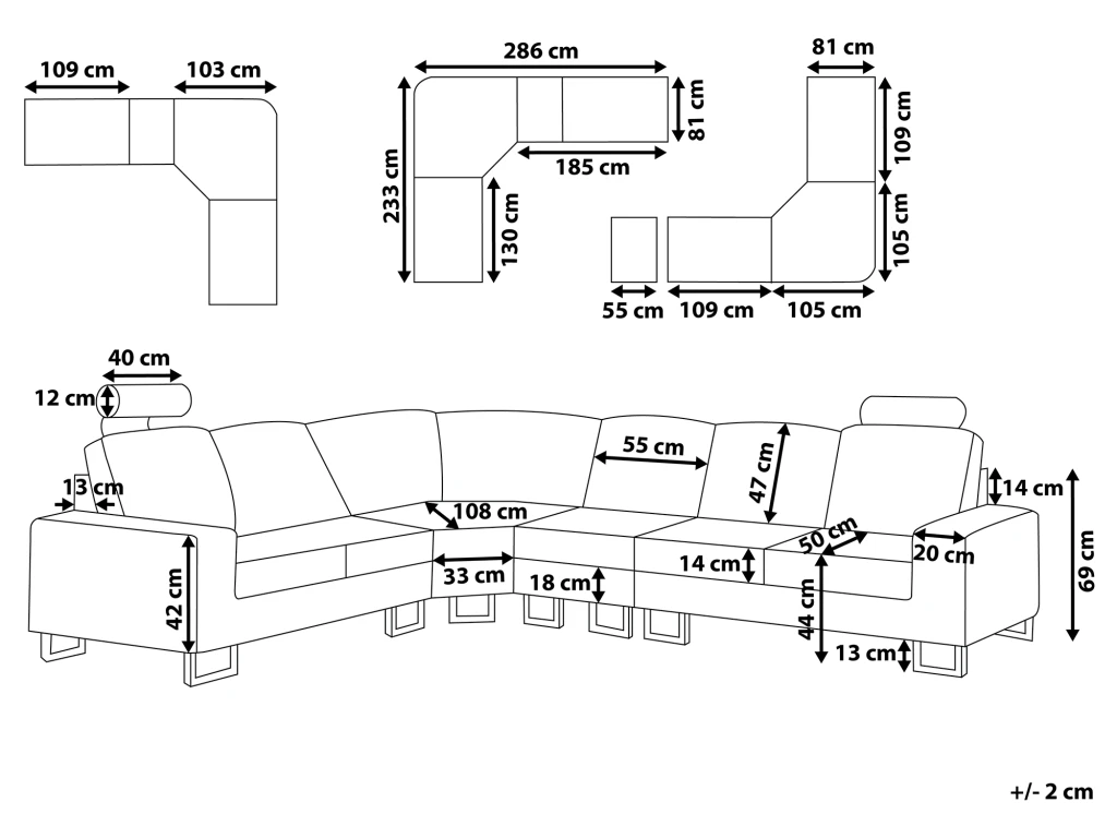 Canapé D'Angle à Droite En Cuir Marron Avec Appui-Tête Réglable Stockholm 3 Canapé D'Angle à Droite En Cuir Marron Avec Appui-Tête Réglable Stockholm – Image 3