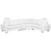 Canapé D'Angle à Gauche En Cuir Blanc Avec Appui-Tête Réglable Taies Lavables Stockholm
