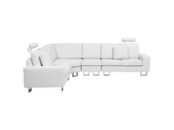 Canapé D'Angle à Gauche En Cuir Blanc Avec Appui-Tête Réglable Taies Lavables Stockholm -Canapé Soldes Boutique canape 16187509