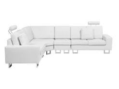 Canapé D'Angle à Gauche En Cuir Blanc Avec Appui-Tête Réglable Taies Lavables Stockholm -Canapé Soldes Boutique canape 16187511