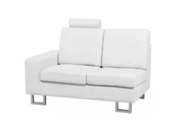Canapé D'Angle à Gauche En Cuir Blanc Avec Appui-Tête Réglable Taies Lavables Stockholm -Canapé Soldes Boutique canape 16187515