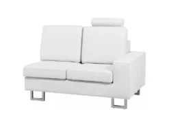 Canapé D'Angle à Gauche En Cuir Blanc Avec Appui-Tête Réglable Taies Lavables Stockholm -Canapé Soldes Boutique canape 16187517