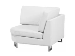 Canapé D'Angle à Gauche En Cuir Blanc Avec Appui-Tête Réglable Taies Lavables Stockholm -Canapé Soldes Boutique canape 16187521