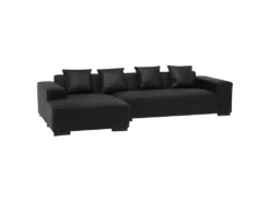 Canapé Angle à Droite En Cuir Et Cuir PU Noir 4 Places Assise Rembourrée Lungo -Canapé Soldes Boutique canape 16192259