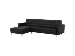 Canapé Angle à Droite Modulable Convertible Cuir PU Noir Moderne Classique Aberdeen -Canapé Soldes Boutique canape 16406945