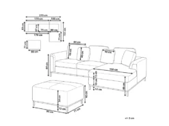 Canapé Angle à Gauche En Cuir Véritable Beige Et Pouf Ottoman Housses Amovibles Oslo -Canapé Soldes Boutique canape 16420645