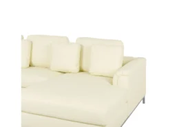 Canapé Angle à Gauche En Cuir Véritable Beige Et Pouf Ottoman Housses Amovibles Oslo -Canapé Soldes Boutique canape 16420655